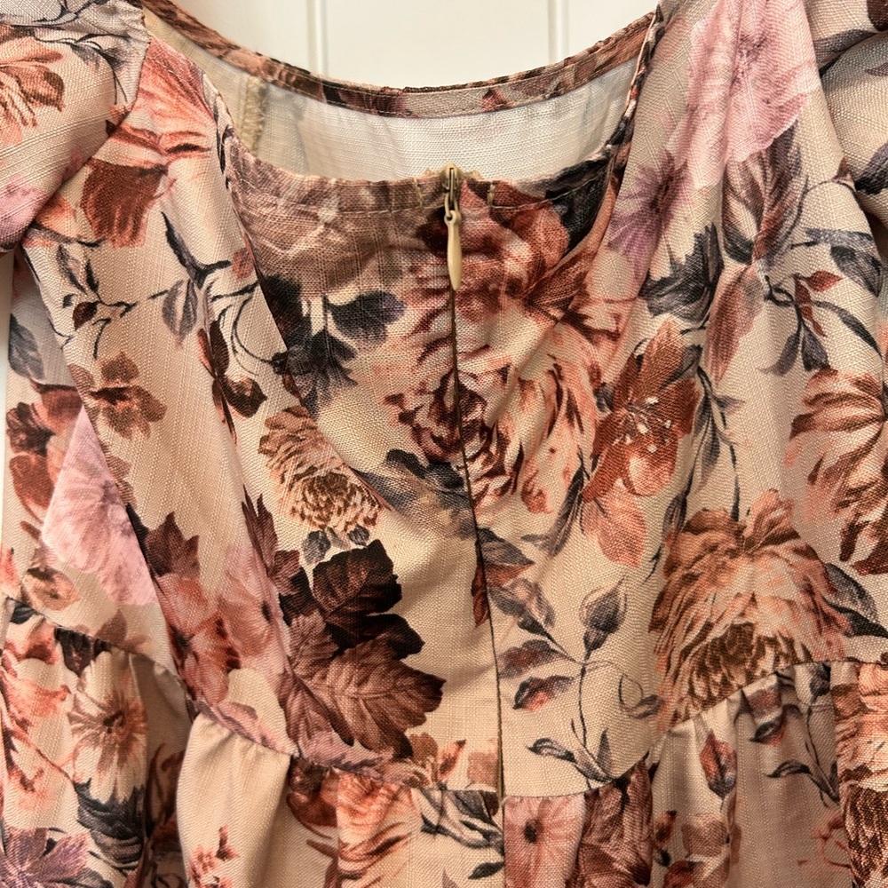 Floral Puff Sleeve Square Neck Midi Dress - Picture 4 of 6